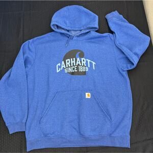 Carhartt Hoodie Sweatshirt Loose Fit Oversized Blue Adult Men's Size 2XL